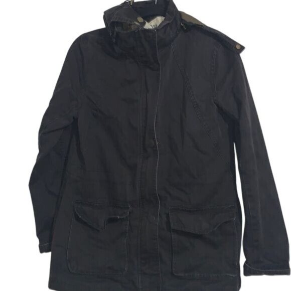 Wenven Black Hooded Jacket M Womens Casual Outerwear 100% Cotton - Picture 1 of 12